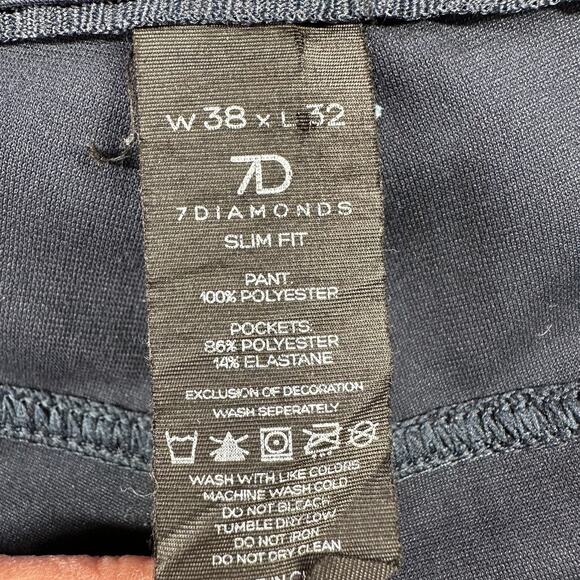 7 Diamonds Pants Mens 38 Navy Blue Performance Chino Slim Fit Stretch Work Golf - Picture 4 of 13